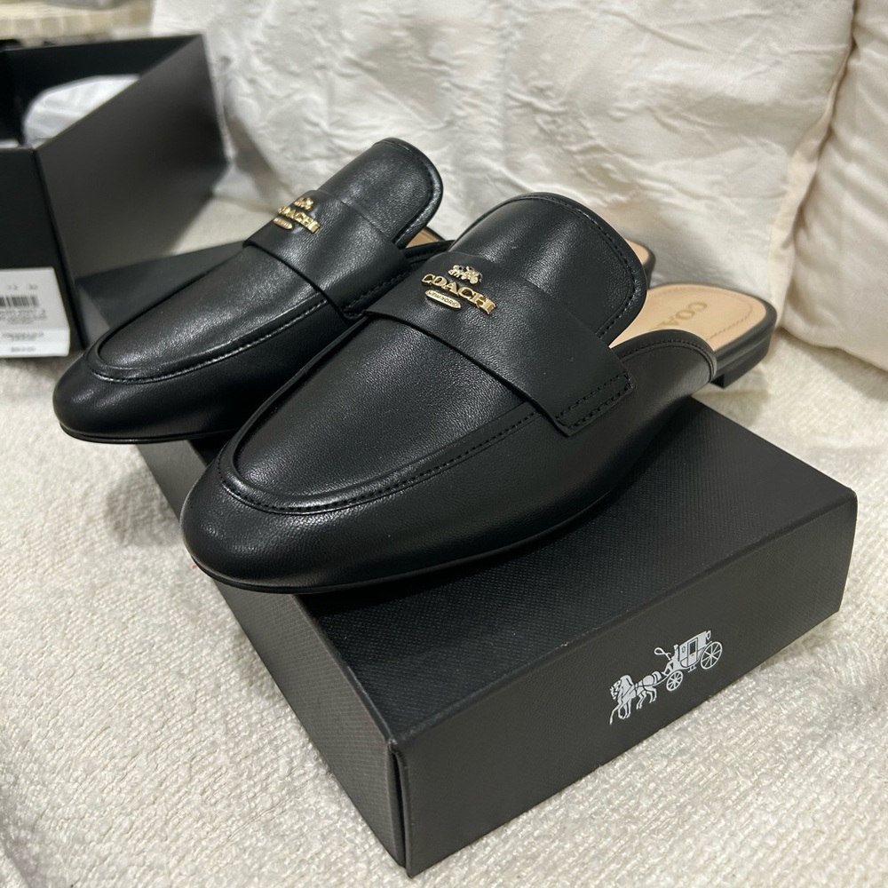 COACH Samie leather slide flat